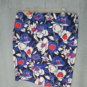 Talbots Blue and Red Floral Pencil Skirt